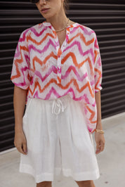 SULTAN Blouse Pink Orange Zig Zag