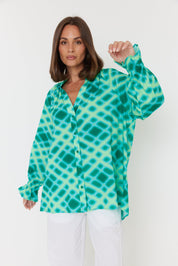 MEEKA Blouse Emerald Crosshatch