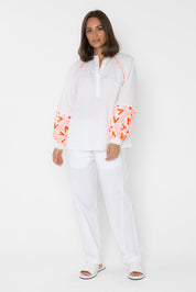 ZOEY Blouse White/Fluro Orange