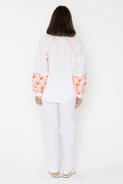 ZOEY Blouse White/Fluro Orange
