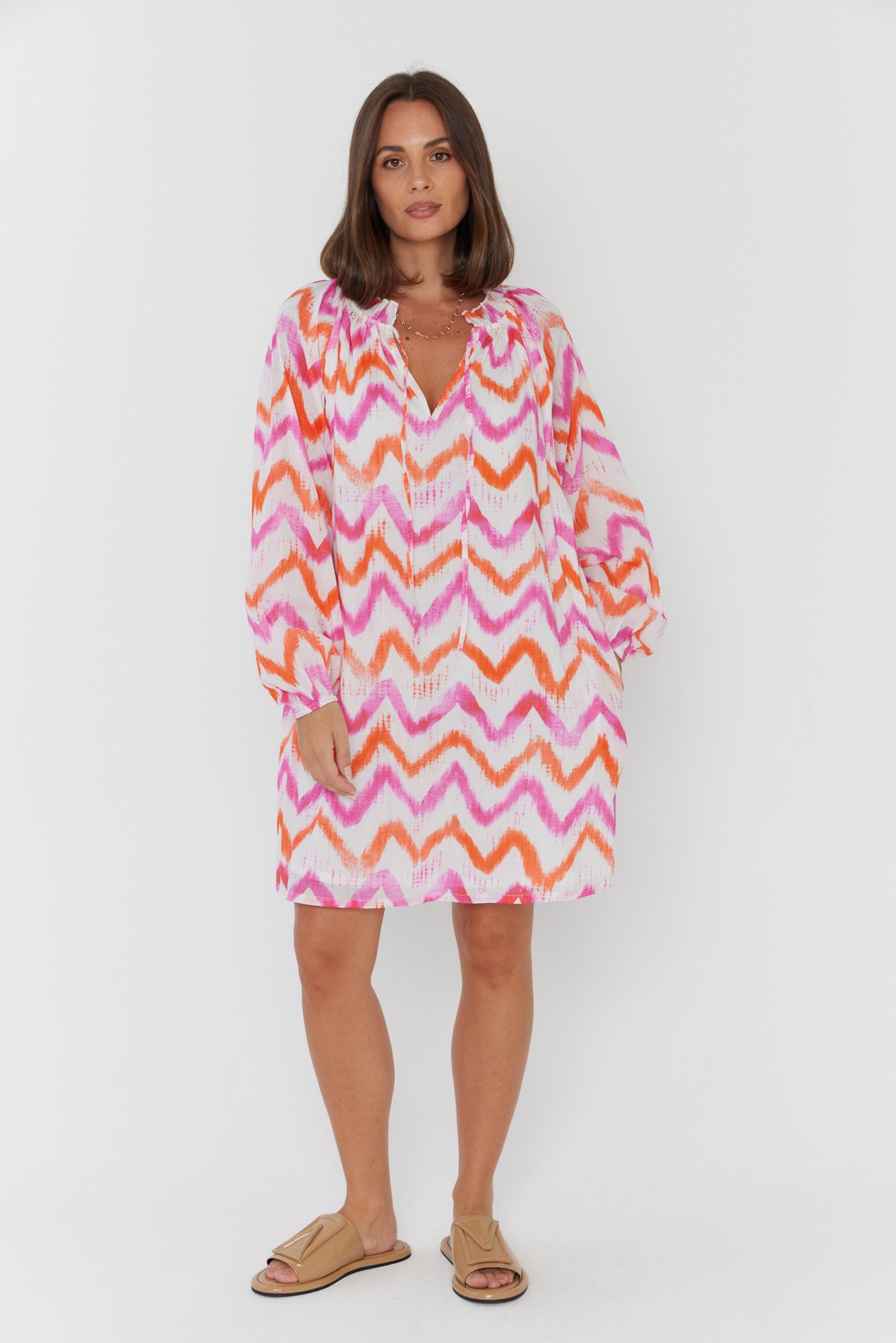 TOBIAS Dress Pink Orange Zig Zag