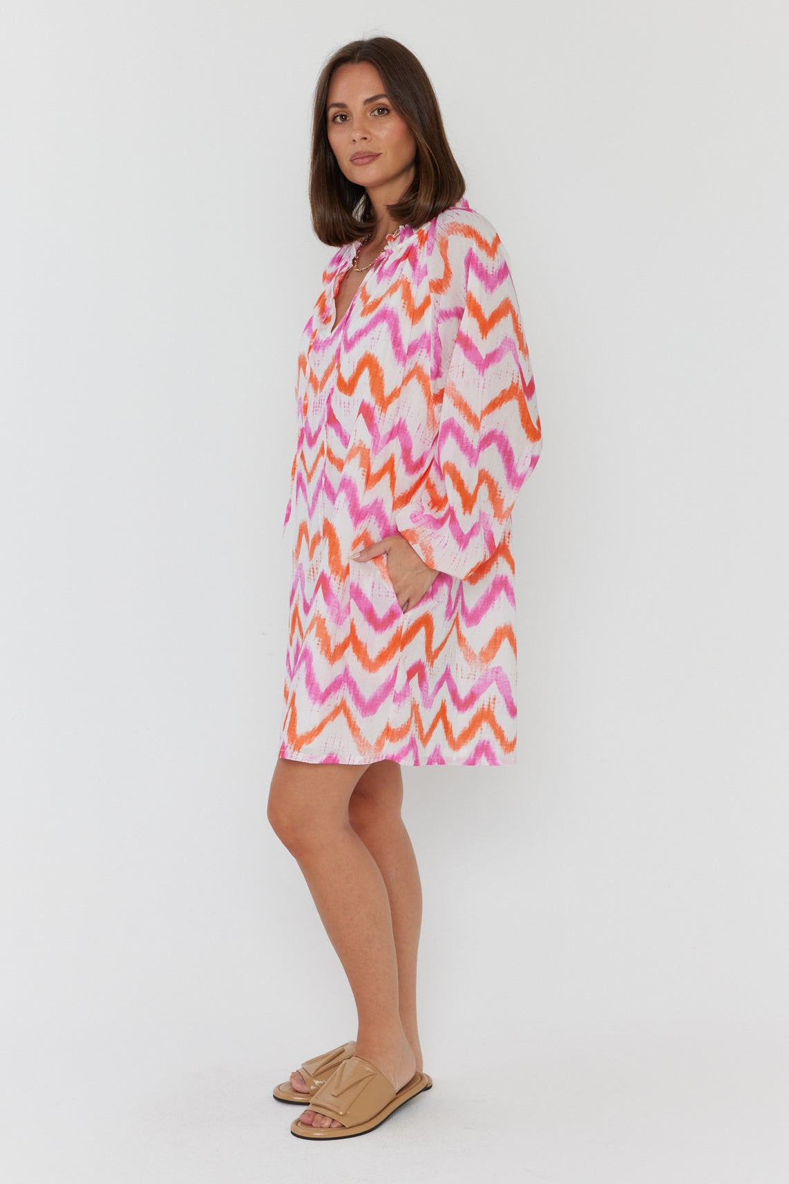 TOBIAS Dress Pink Orange Zig Zag