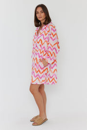 TOBIAS Dress Pink Orange Zig Zag