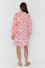 TOBIAS Dress Pink Orange Zig Zag