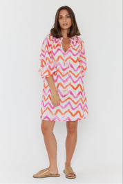 TOBIAS Dress Pink Orange Zig Zag