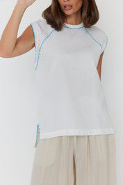 HUDSON Tank White/Electric Blue