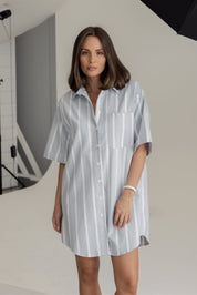 APEX Dress Chambray Sage Stripe