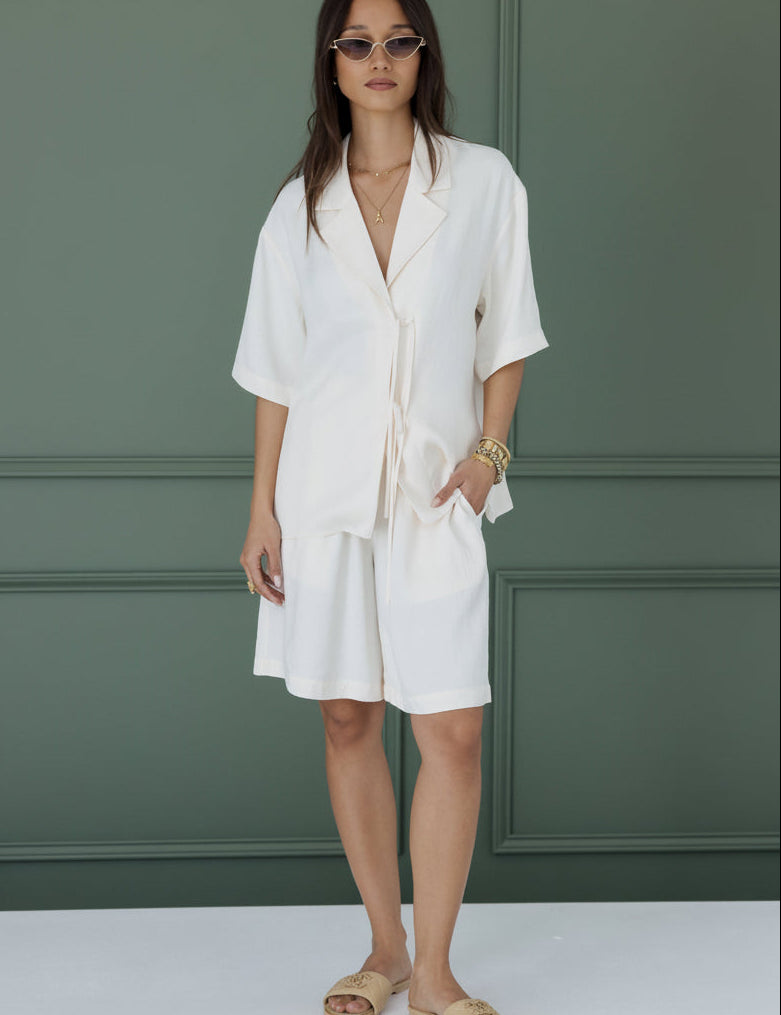 CALIN Shorts in Cream, relaxed bermuda shorts by Alexandra Australia