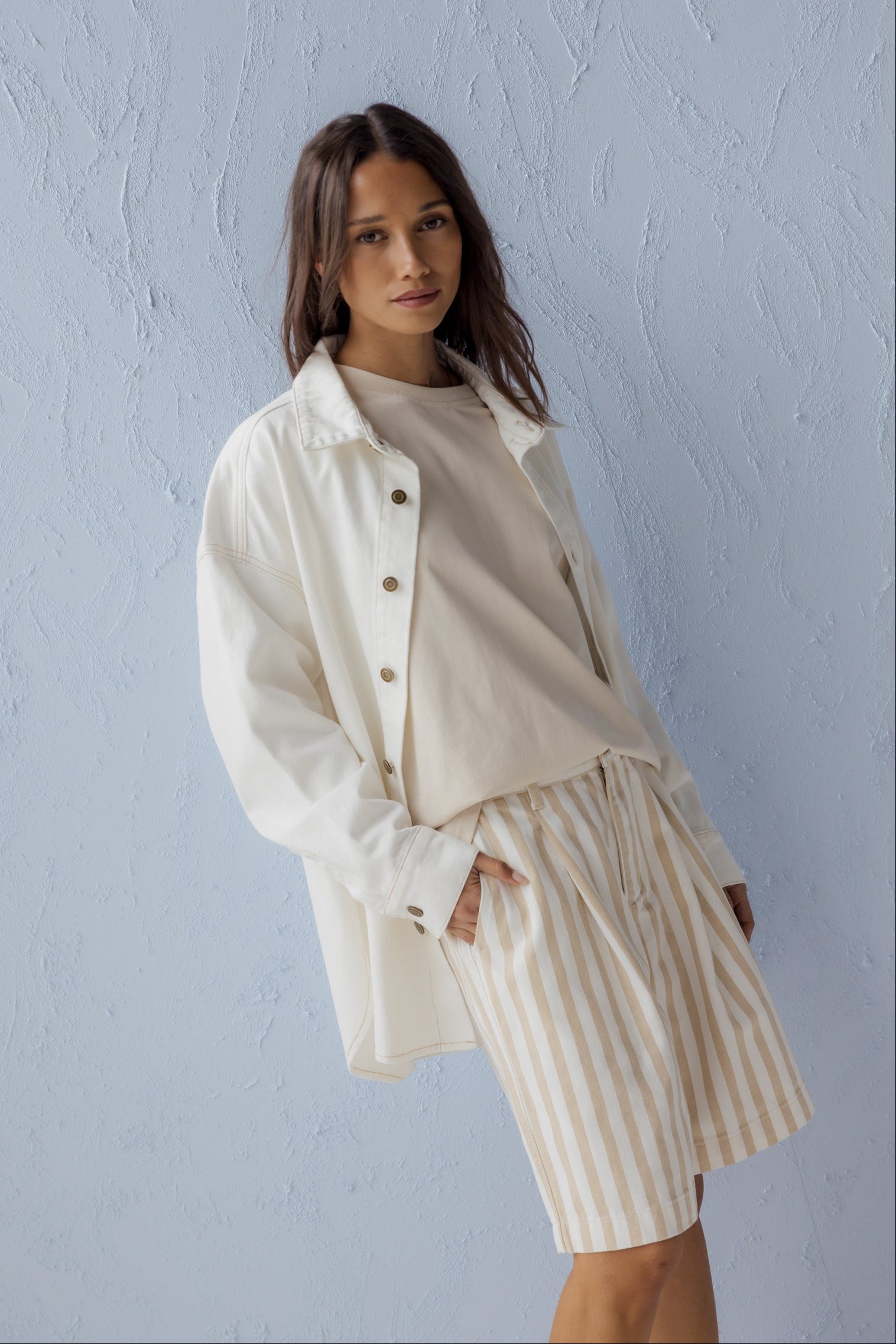 HARVEY Shorts Beige Stripe