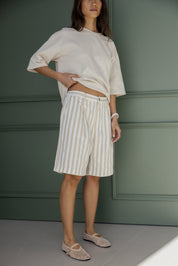 HARVEY Shorts Beige Stripe