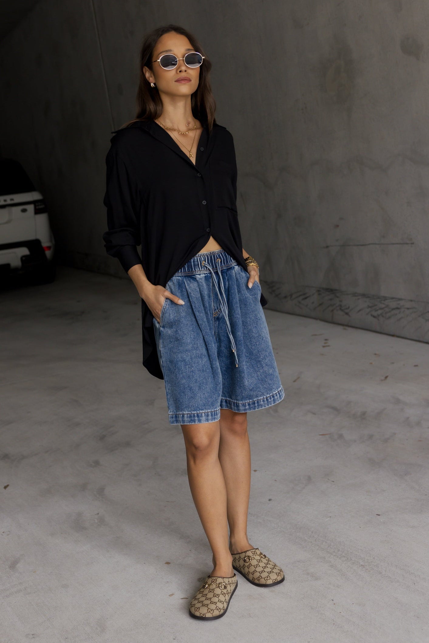 MIKI Shorts Blue Wash