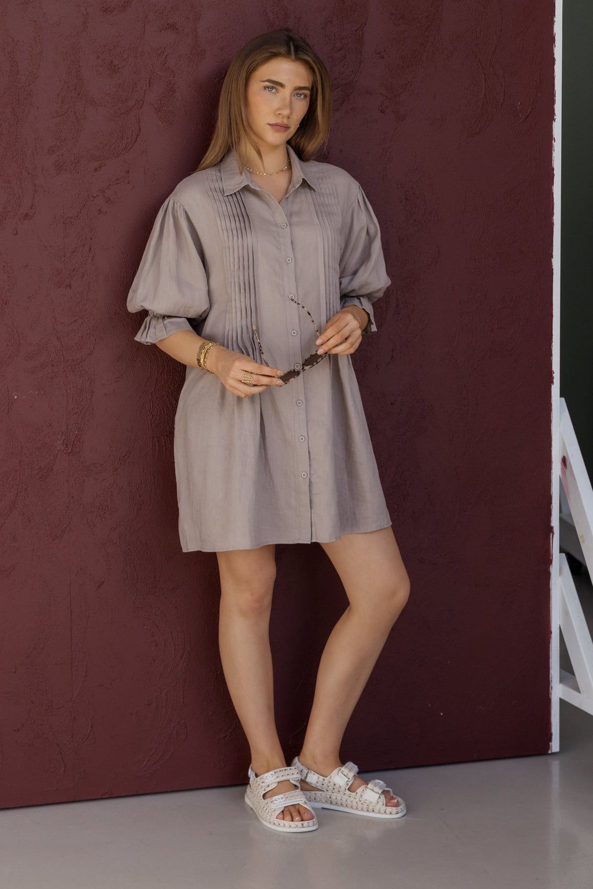 SERIF Mini Dress Taupe