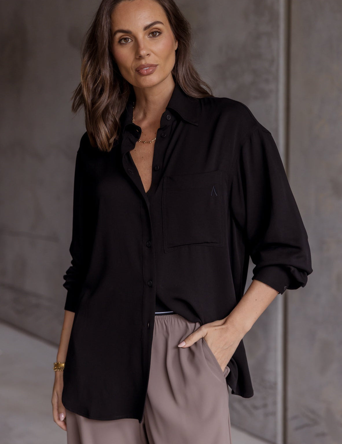 OTTA Shirt in Black, relaxed rayon shirt by Alexandra Australia
