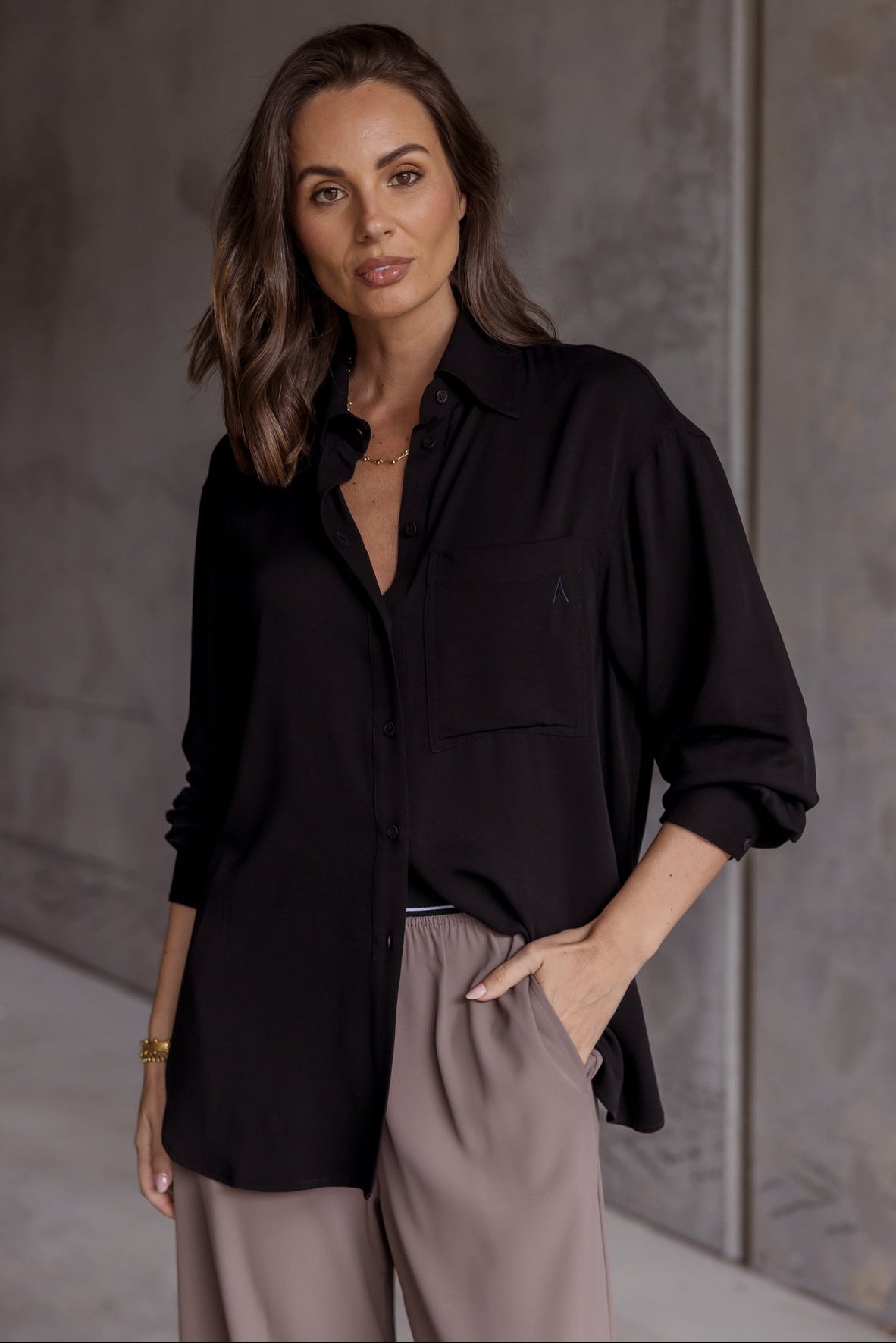 OTTA Shirt in Black, relaxed rayon shirt by Alexandra Australia