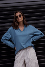 RIESS Long Sleeve Top Teal Blue