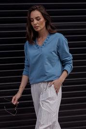 RIESS Long Sleeve Top Teal Blue