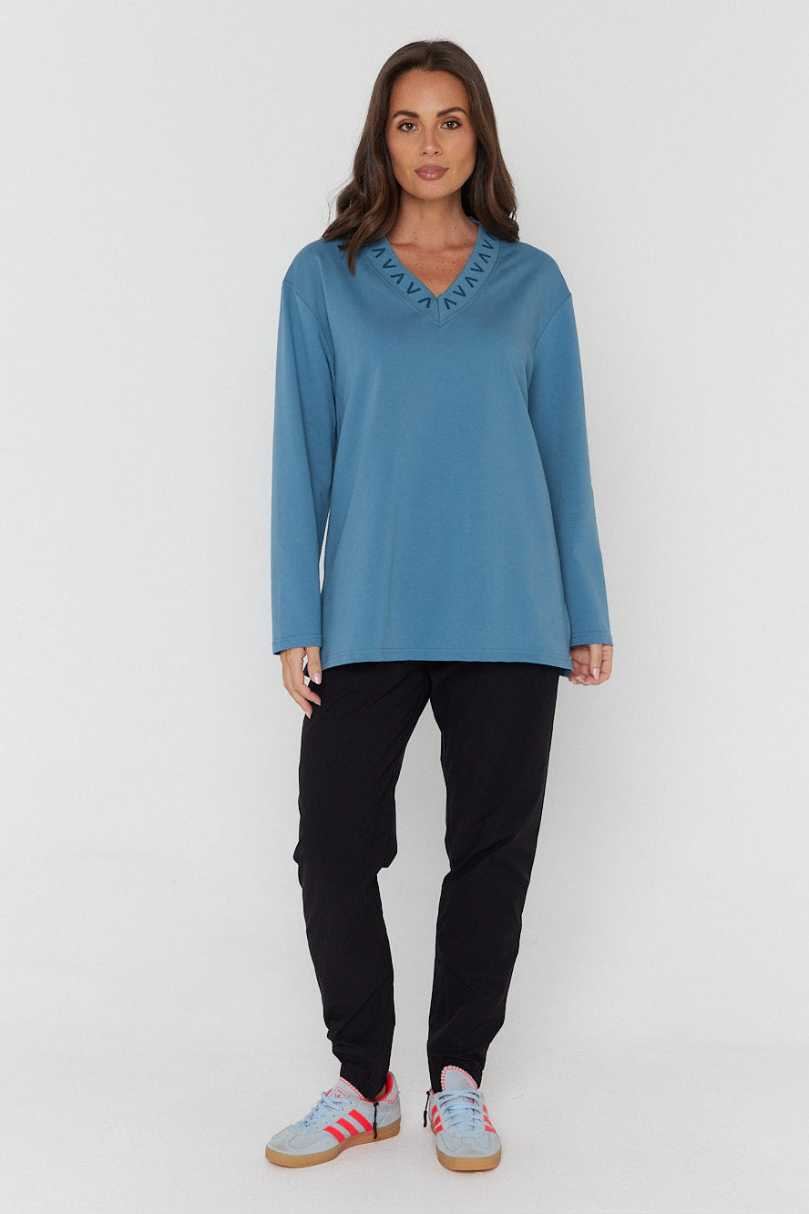 RIESS Long Sleeve Top Teal Blue