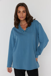 RIESS Long Sleeve Top Teal Blue