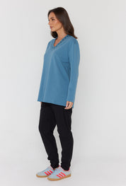 RIESS Long Sleeve Top Teal Blue