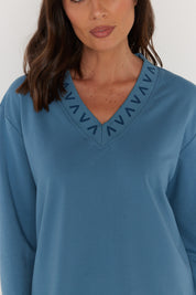RIESS Long Sleeve Top Teal Blue