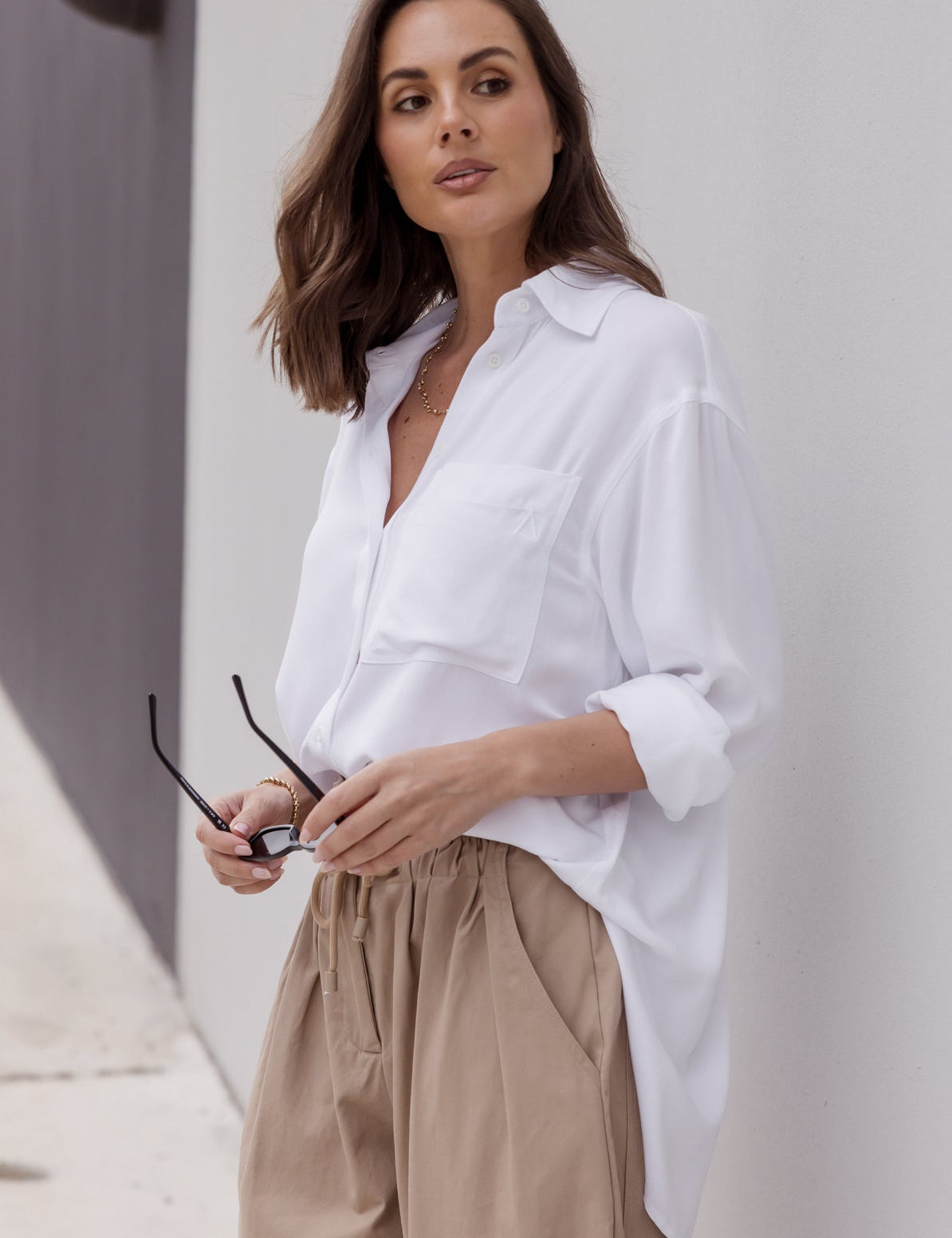 OTTA Shirt in White, relaxed rayon shirt by Alexandra Australia