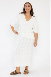 AGAPE Knit Top White