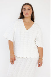 AGAPE Knit Top White