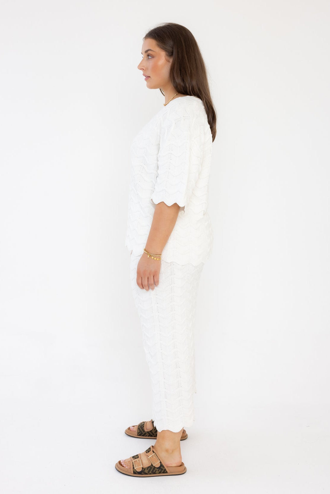 AGAPE Knit Top White