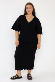 AGAPE Knit Top Black