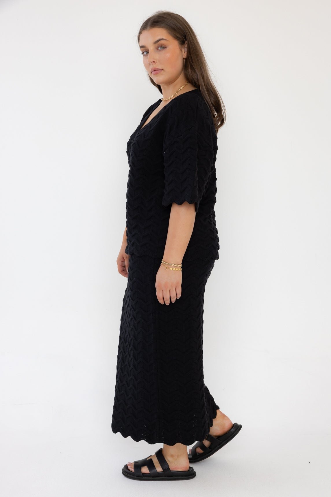 AGAPE Knit Top Black