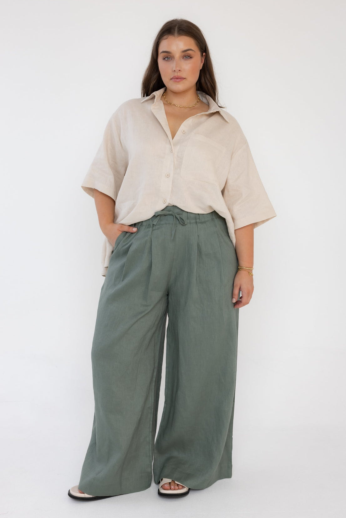 TERI Pants Dusty Green