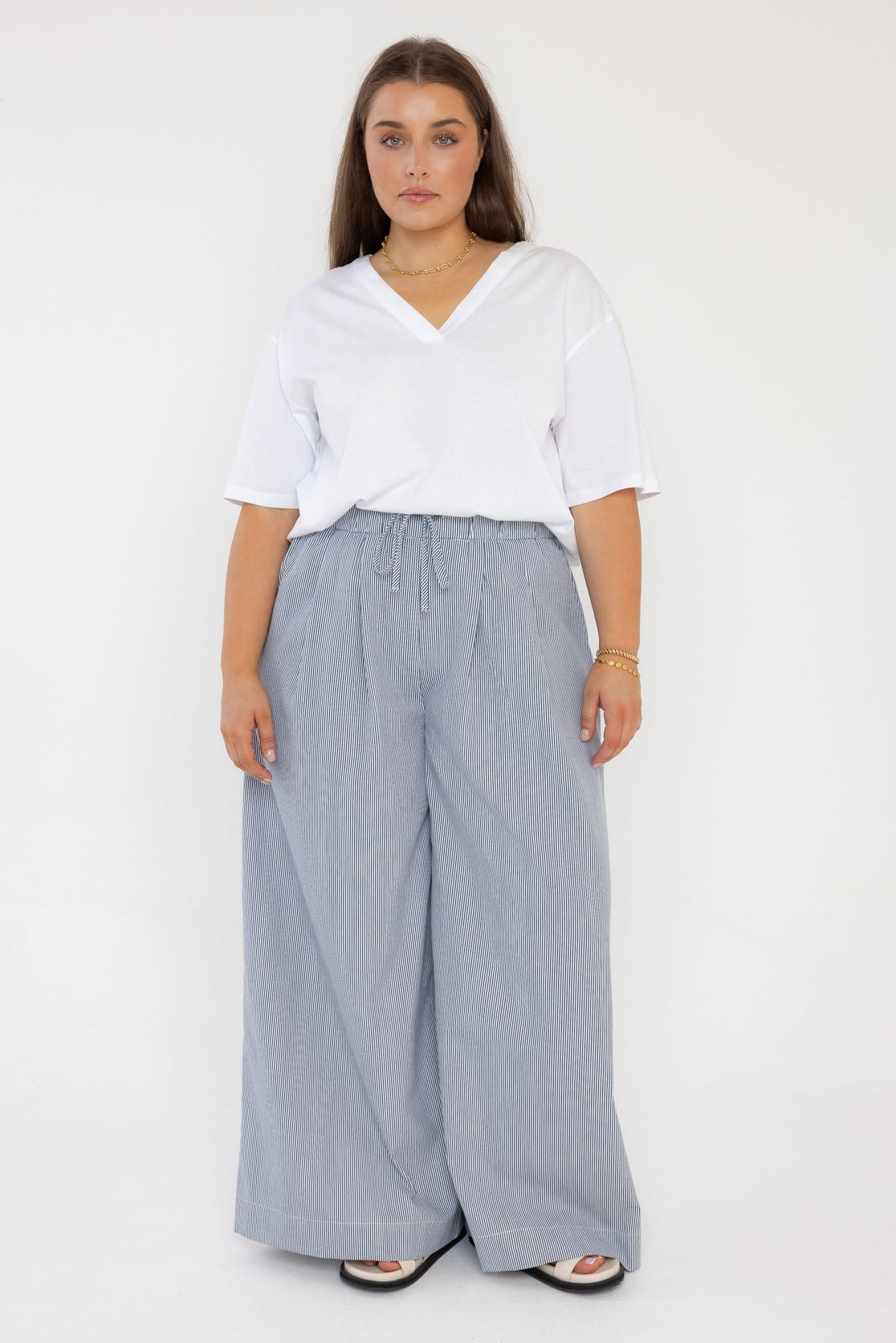 TERI Pants Navy Stripe