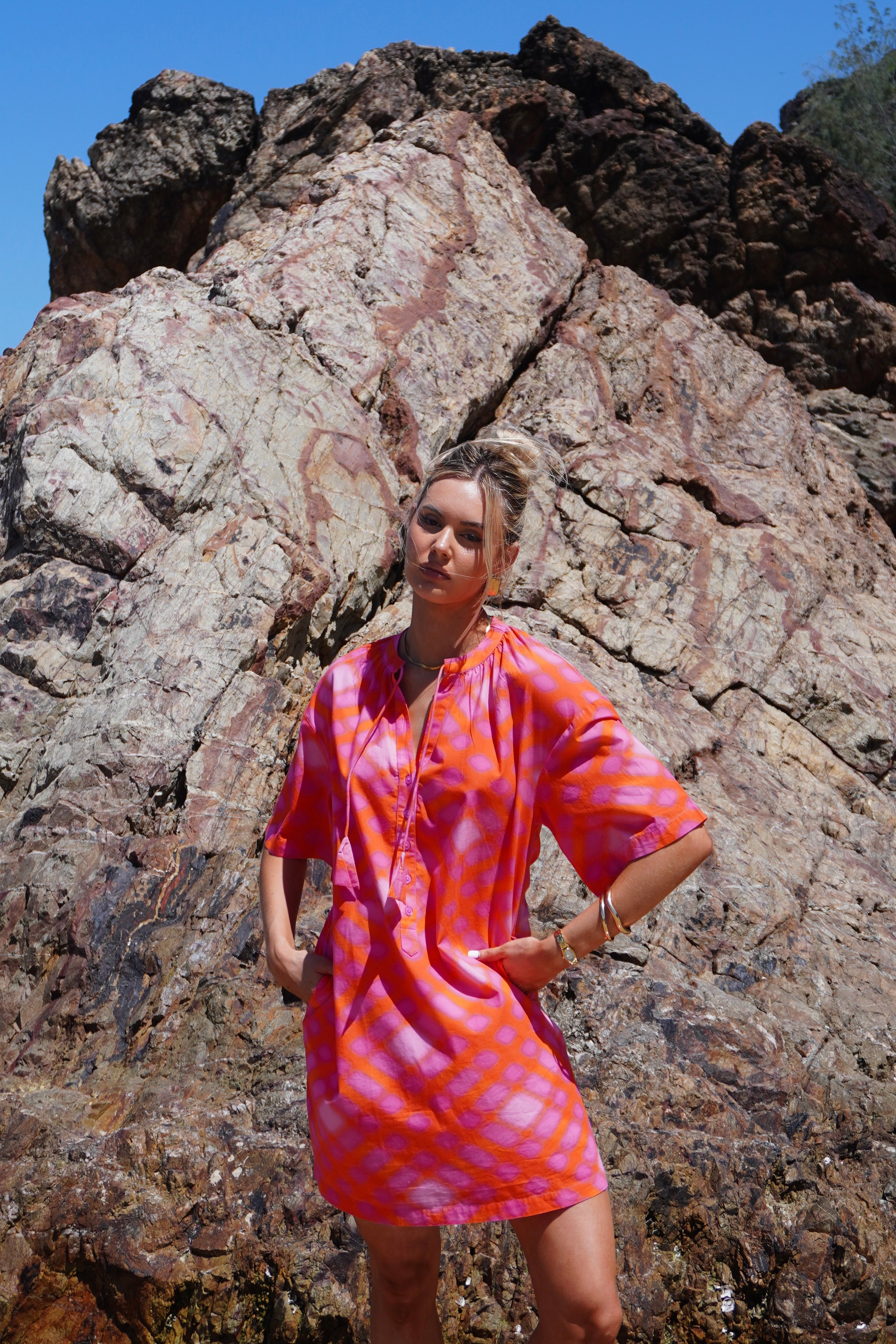 AURA Dress Pink Blur Print