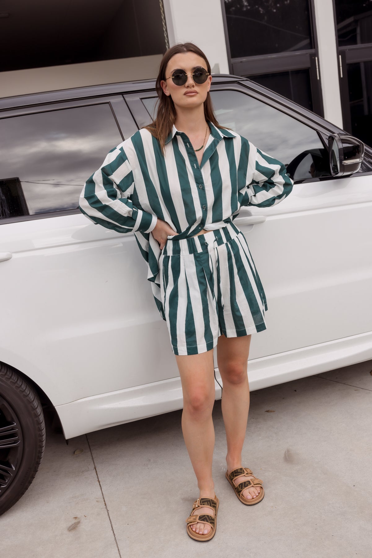 RAZ Shorts Green Stripe