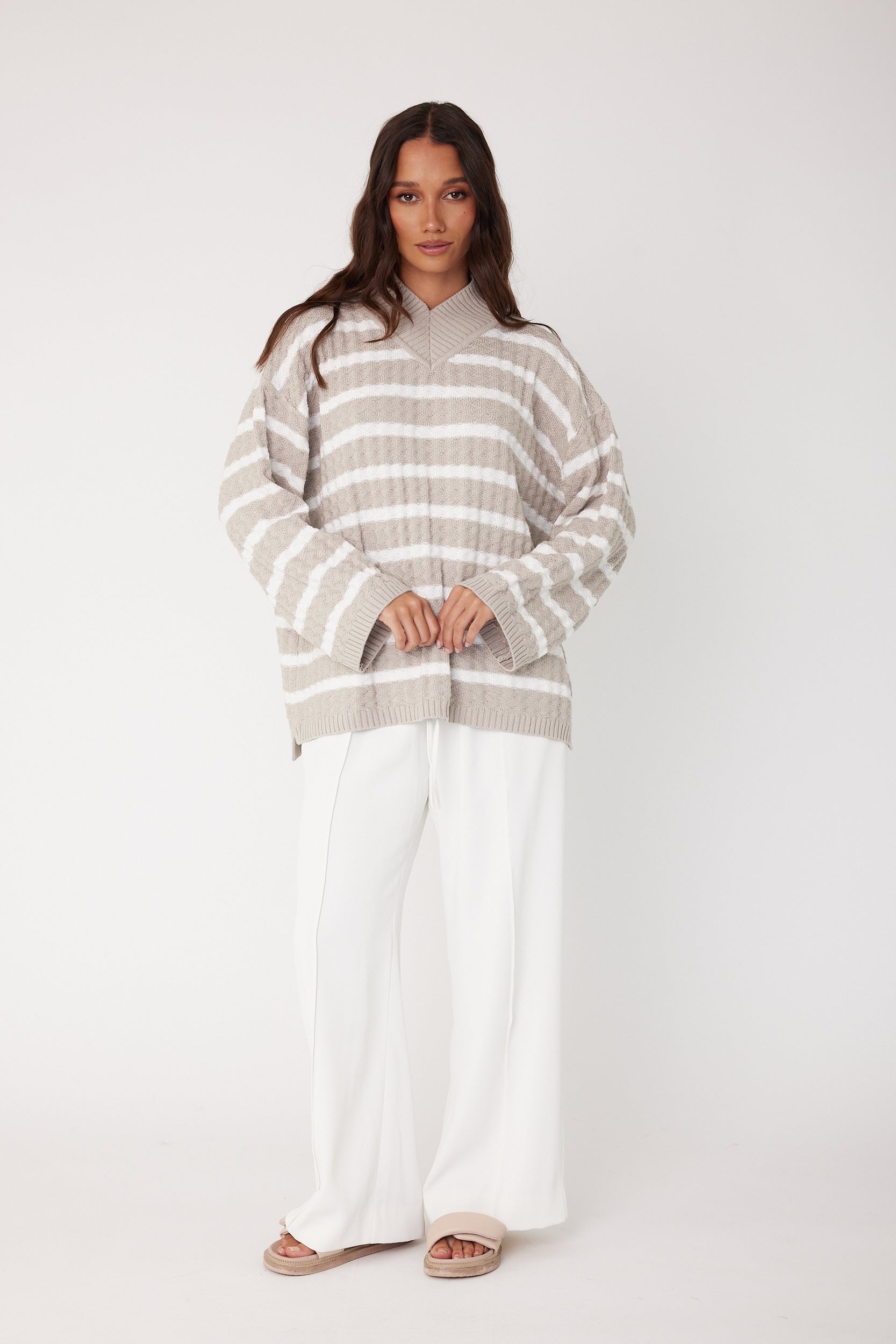 SONNY Knit Jumper Stone Stripe