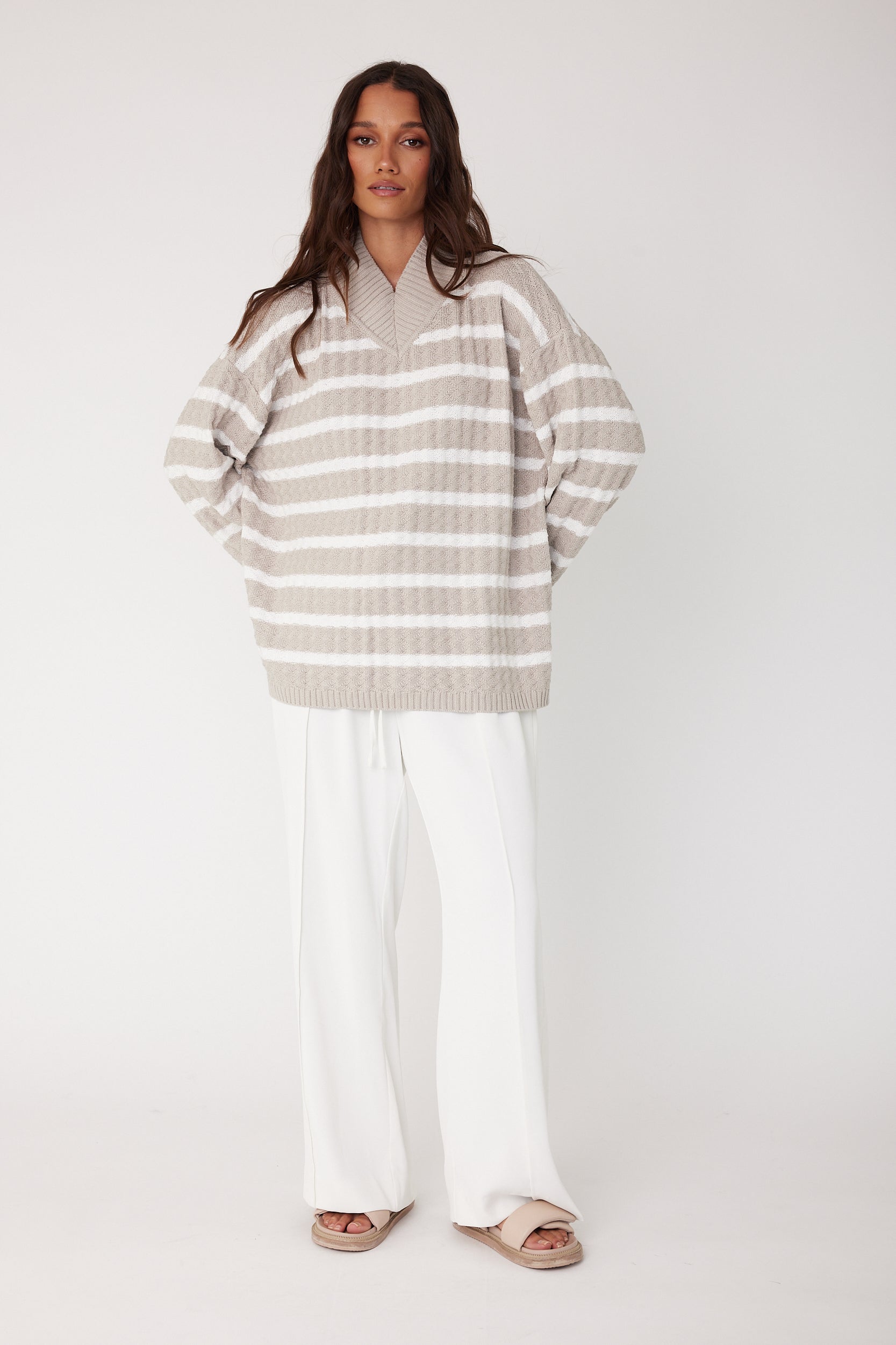 SONNY Knit Jumper Stone Stripe