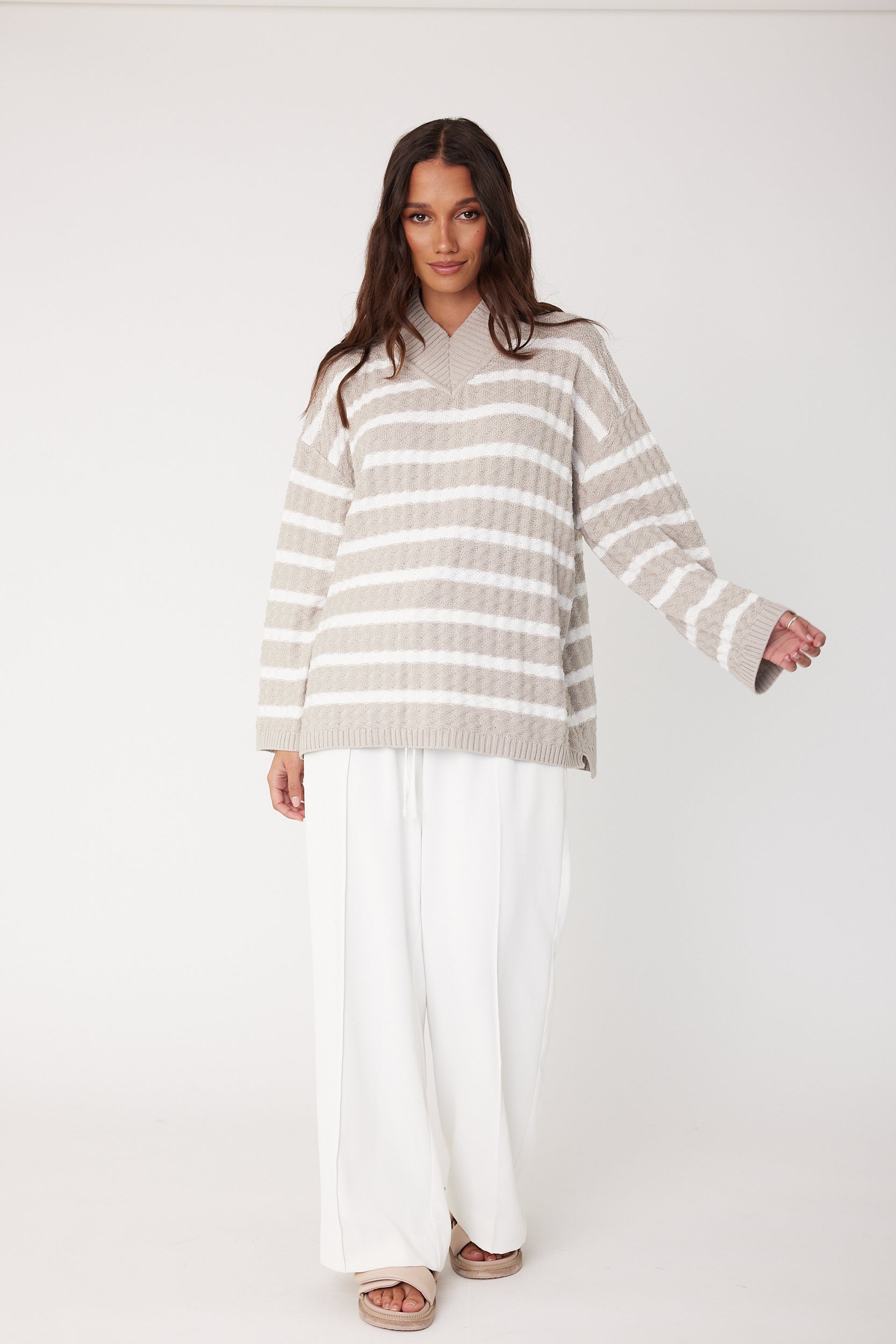 SONNY Knit Jumper Stone Stripe