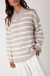 SONNY Knit Jumper Stone Stripe