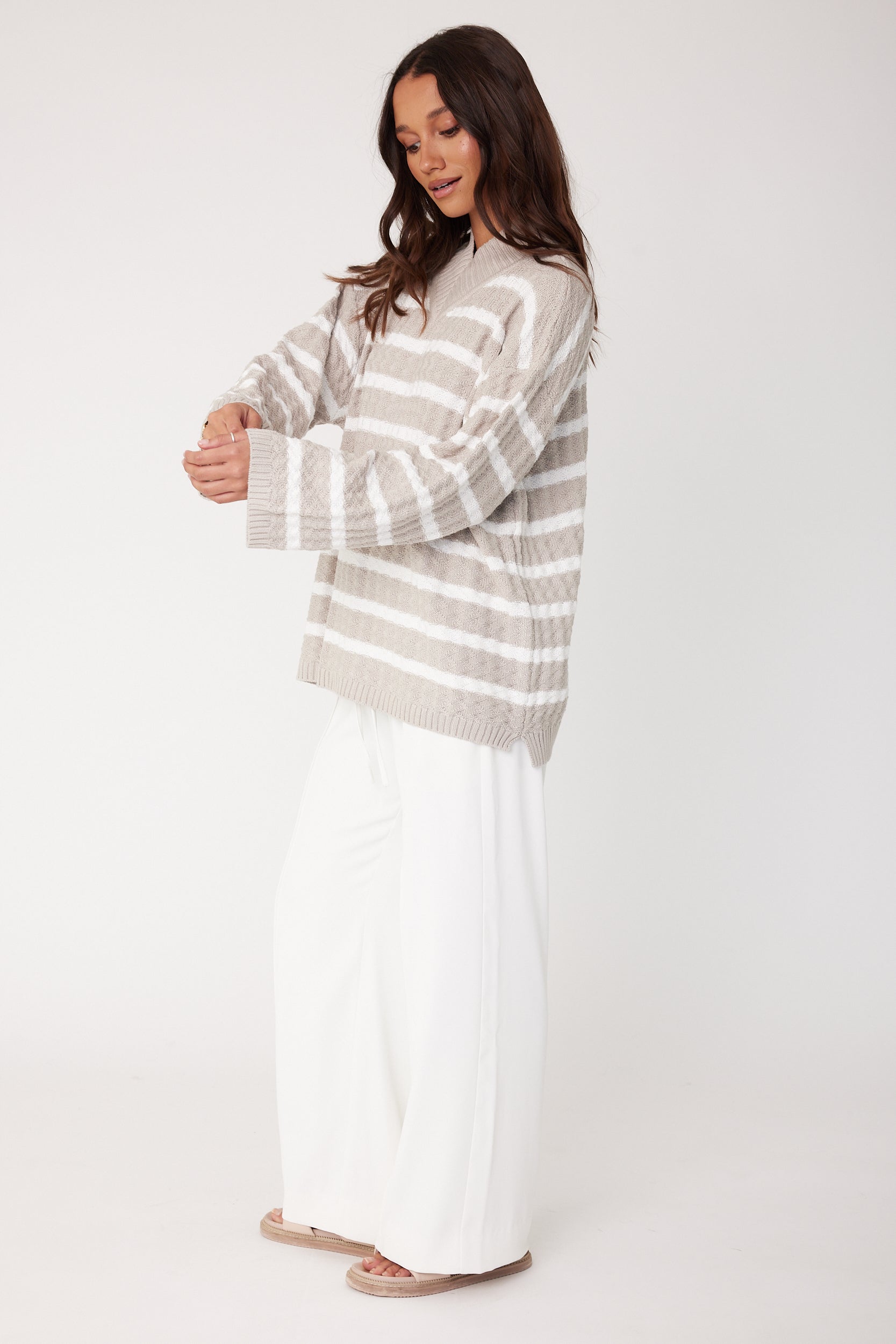 SONNY Knit Jumper Stone Stripe