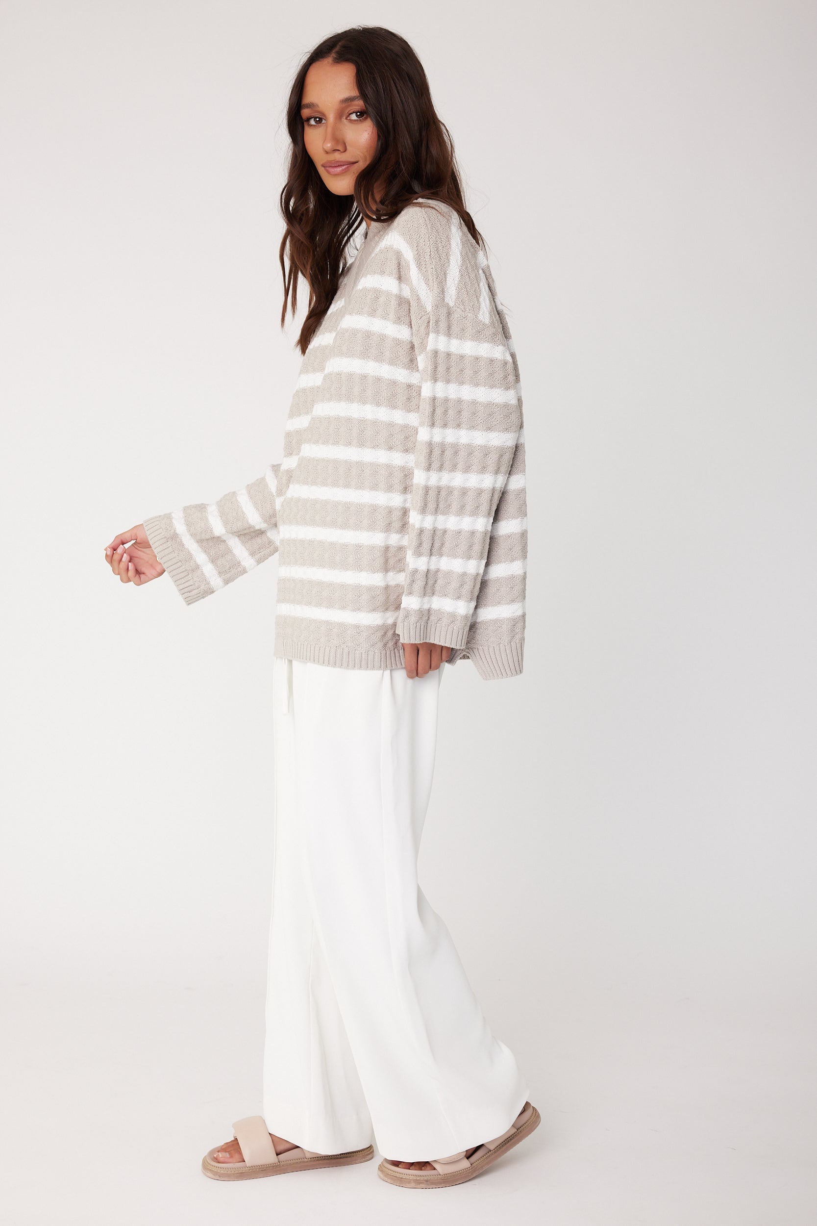 SONNY Knit Jumper Stone Stripe