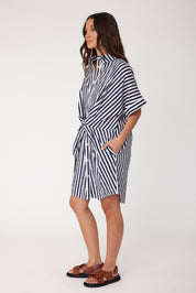 SANTAFAI Dress Navy Stripe