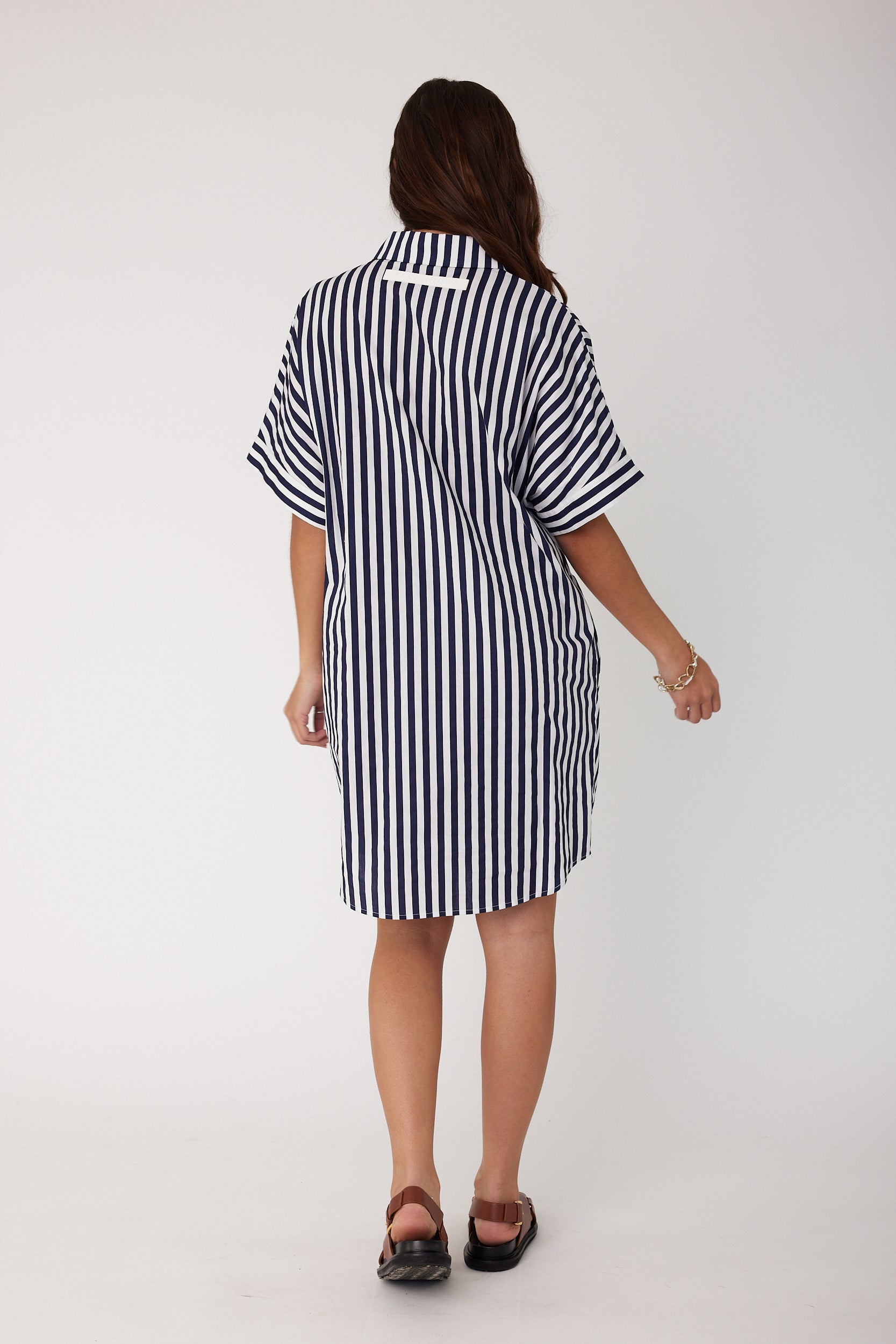 SANTAFAI Dress Navy Stripe