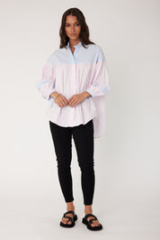 RENNOX Blouse Blue & Pink