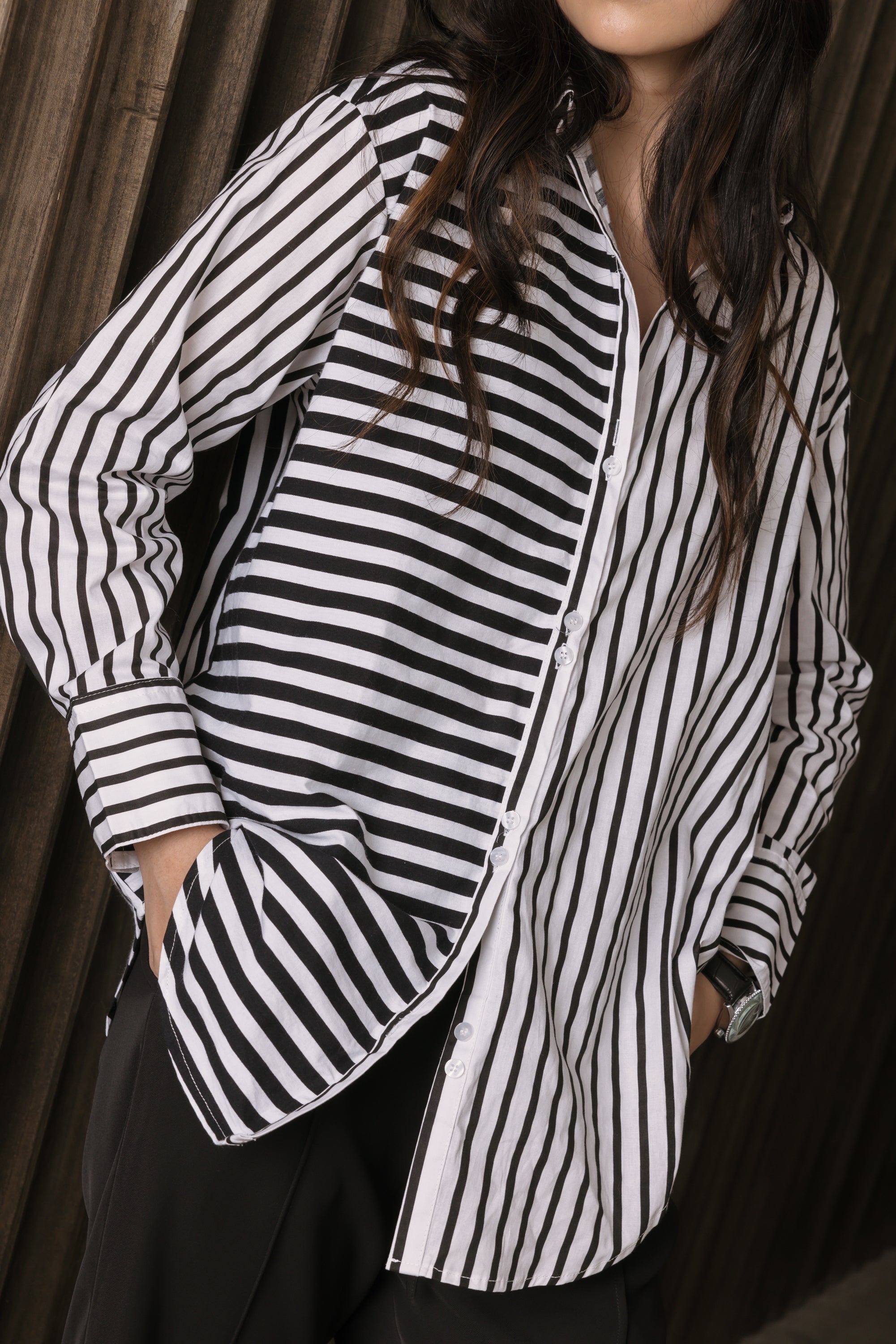 AUSTIN Shirt Mixed Stripe Black