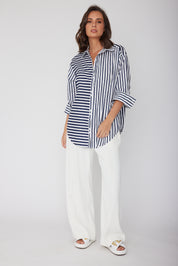 AUSTIN Shirt Mixed Stripe Navy