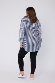 AUSTIN Shirt Mixed Stripe Navy