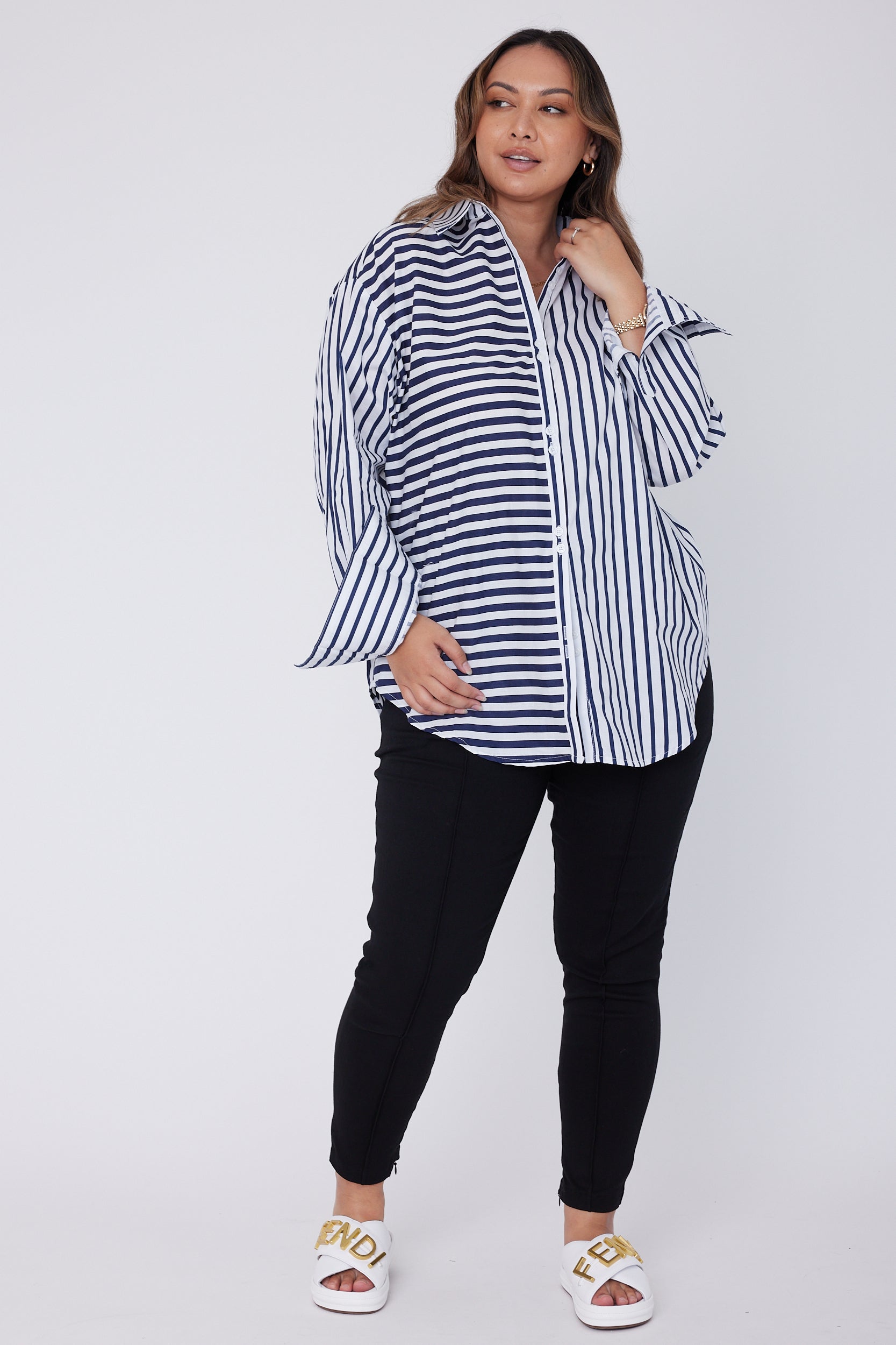 AUSTIN Shirt Mixed Stripe Navy