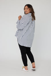 DANILL Blouse Navy Wide Stripe