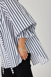 DANILL Blouse Navy Wide Stripe