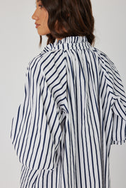 DANILL Blouse Navy Wide Stripe